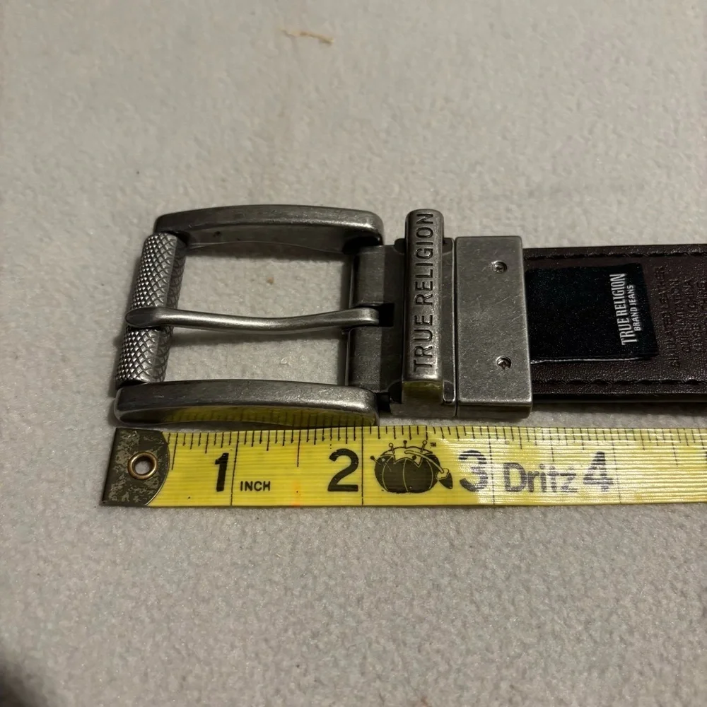 True Religion Mens Brown Belt with Silver tone Buckle size 40